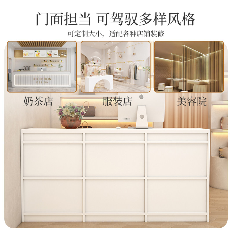 实木简易吧台收银台柜台店铺小型现代简约前台接待台中岛台流水台