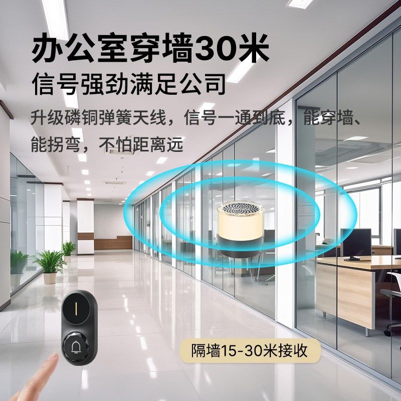 牧锐办公室门铃无线摇控闪光音乐蓝牙老式铃铛商用插电无线电门铃