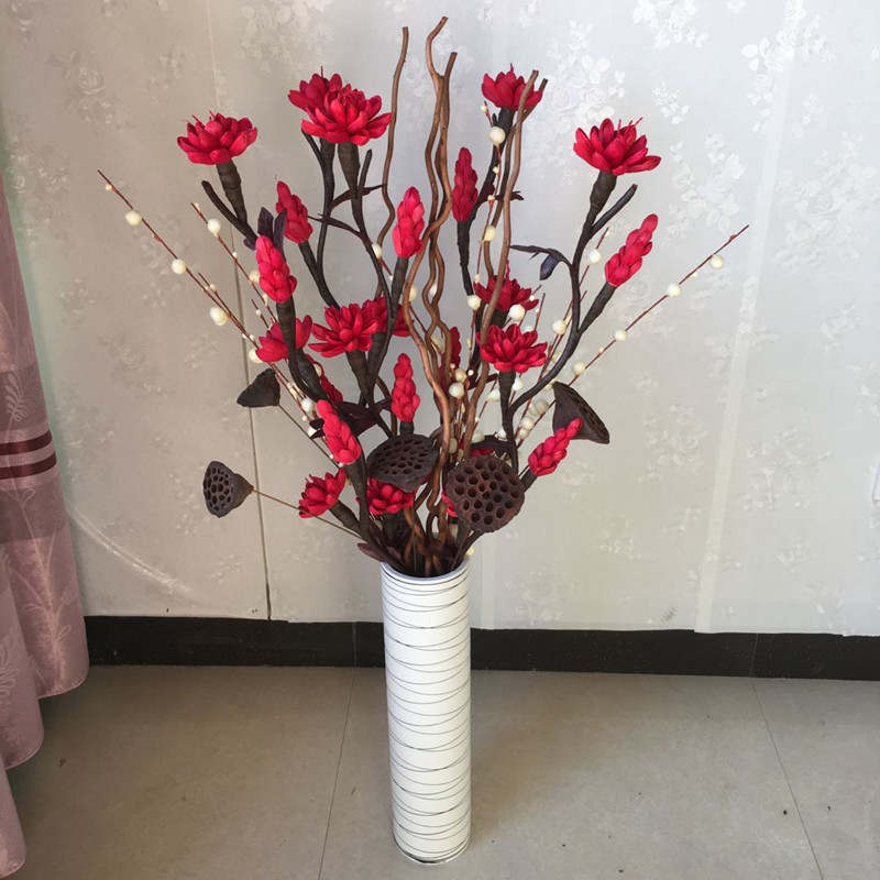客厅玄关隔断落地装饰干枝干花仿真花