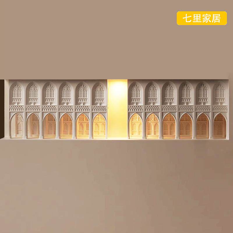 新中式石膏壁灯古道长廊嵌入式楼梯间入户灯走廊过道客栈感应夜灯
