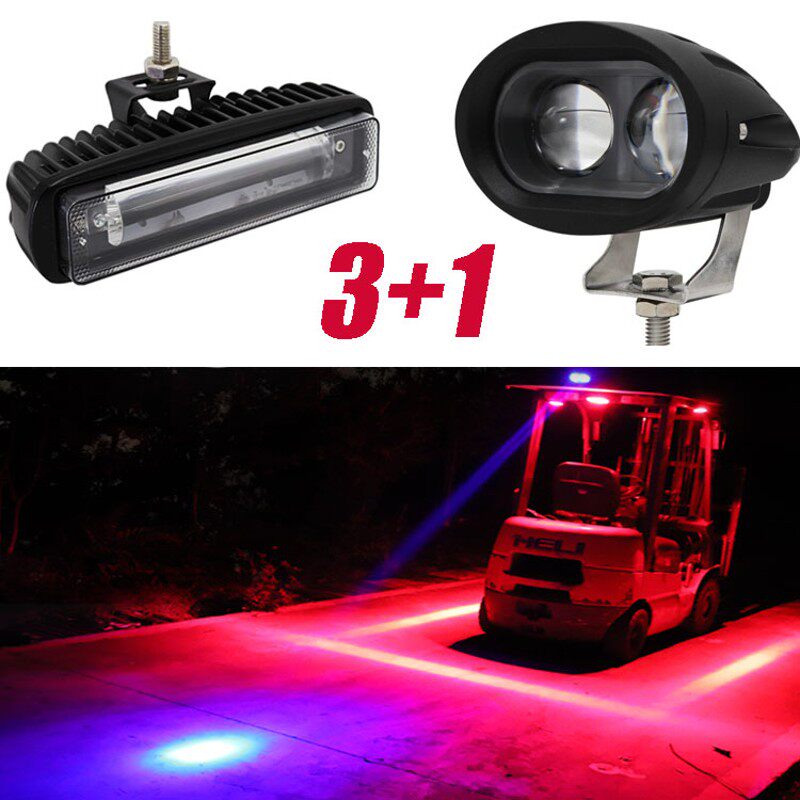 叉车警示灯LED12V红光蓝光一字直线倒车灯限位安全示宽边界灯24v