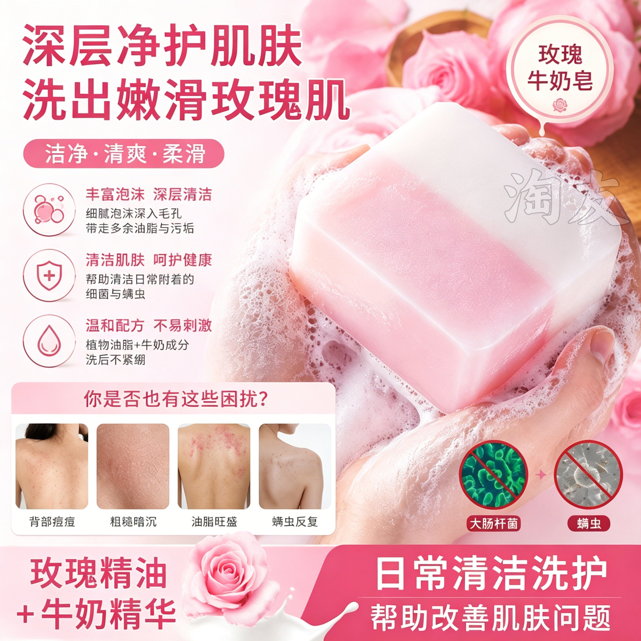 玫瑰牛奶香皂温和保湿留香