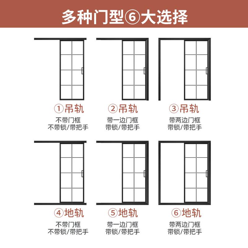 厕所卫生间极单扇吊轨推拉门单轨玻璃轨道移门吊趟门钛镁厨房门