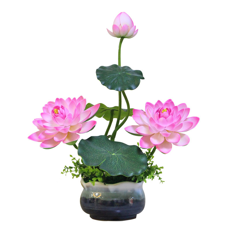 荷花装饰假花仿真花摆件客厅摆设装饰花卧室摆放佛前供佛莲花