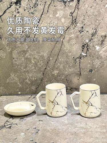 陶瓷情侣刷牙杯轻奢牙杯高档漱口杯家用套装高端牙刷置物架套装