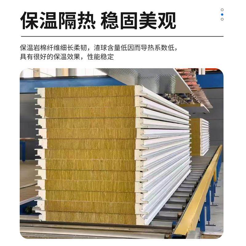 徐州岩棉板保温板彩钢夹芯板防火岩棉净化板隔墙板复合岩棉隔热板