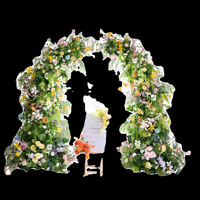 婚礼田园森系牛角拱门花艺求婚活动仪式背景橱窗婚礼装饰仿真假花
