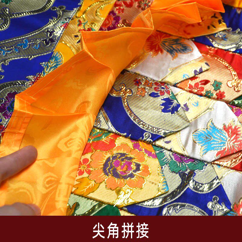 藏式阶梯背景布民族风吉祥供桌墙面佛龛装饰彩色尖角挂帘半隔断