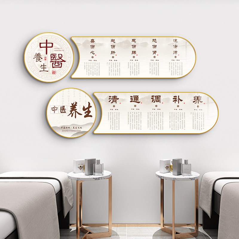 养生馆墙面装饰画四季养生中医文化墙壁画理疗馆清通调养海报挂画