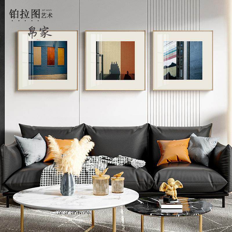 现代简约橙色抽象线条装饰画客厅极简风格挂画餐厅壁画潮流工作室