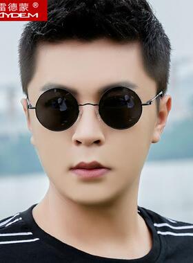 圆形墨镜男士偏光太阳镜开车专用驾驶镜复古太子镜眼睛时尚黑色潮