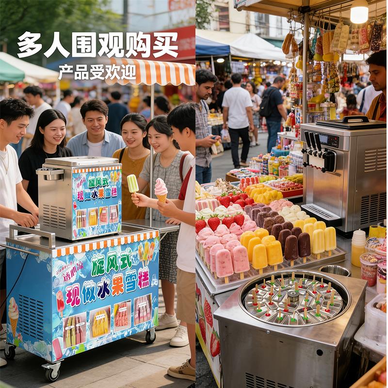 网红雪糕机商用全自动旋转冰棒机现做款手工冰棍雪糕机流动摆摊机