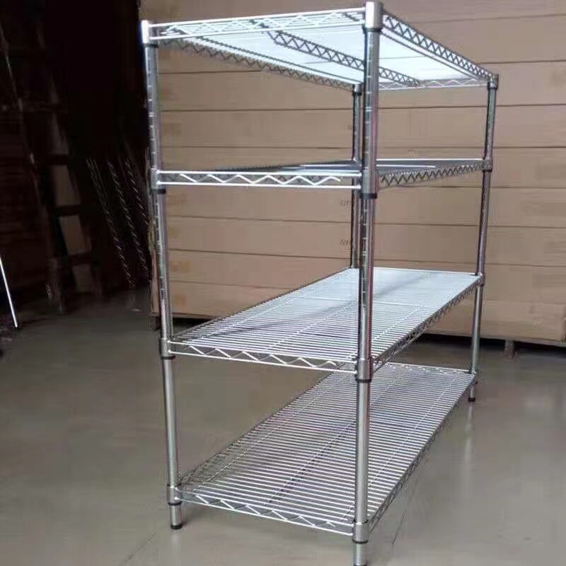 深圳镀铬线网层架 可移动不锈钢家用重型置物架 高度可调节层架
