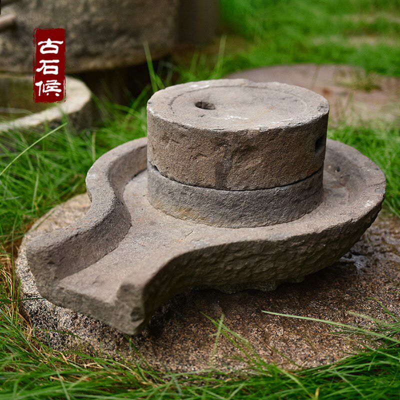 精品传统小石磨家用磨盘民间老石磨青石手工天然磨手推旧复古石磨