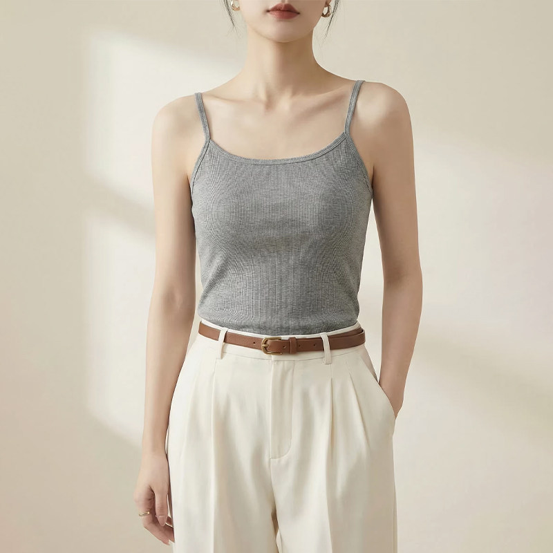 纯欲辣妹小吊带背心带胸垫女夏内搭打底外穿美背修身绝美无袖上衣