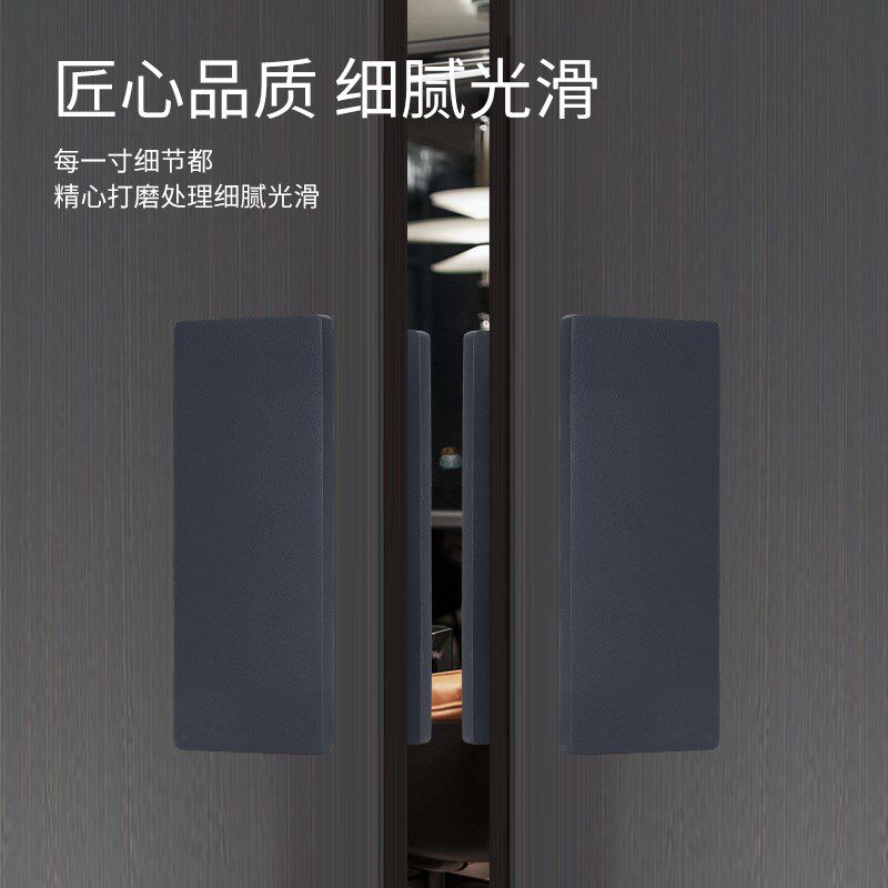 中式极简有无框玻璃门把手方形推拉大门拉手黑色木门扶手商铺包厢
