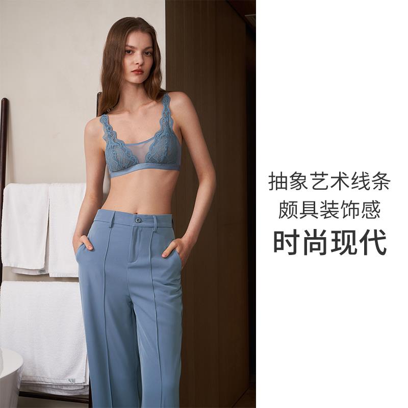 【艺术线条】遐蕾丝内衣女小胸薄款长三角杯抹胸式文胸无钢圈胸罩