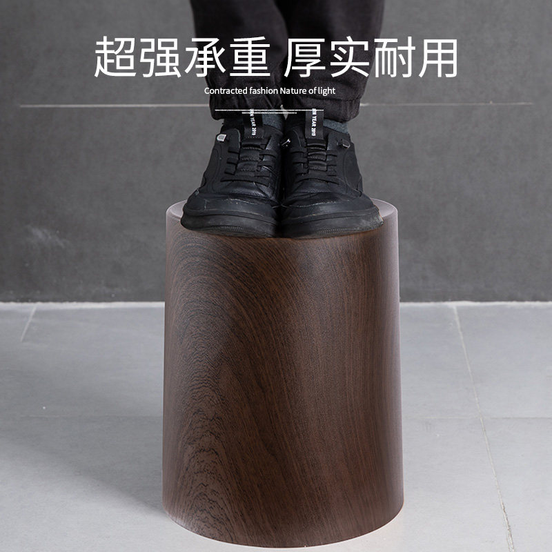 北欧垃圾桶家用双层客厅高档卧室卫生间厕所仿木纹无盖纸篓新中式