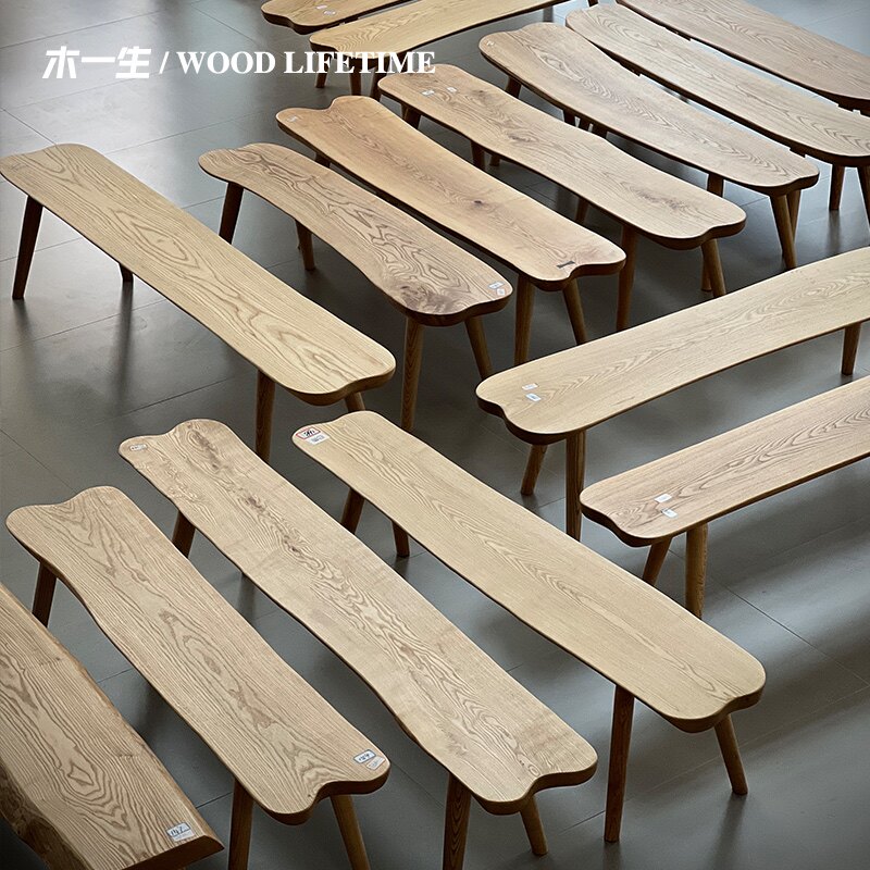 木一生丨白蜡木长条凳主卧室床尾凳北欧家用实木餐桌凳换鞋凳