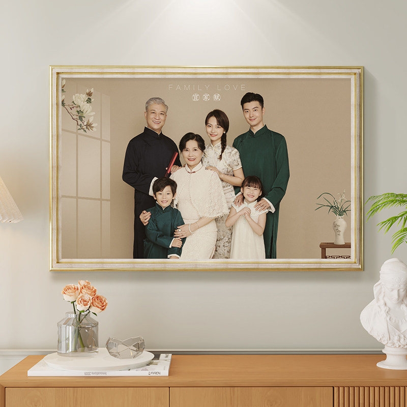 定制全家福照片冲印加相框挂墙婚纱照洗相片做成多宫格结婚照放大