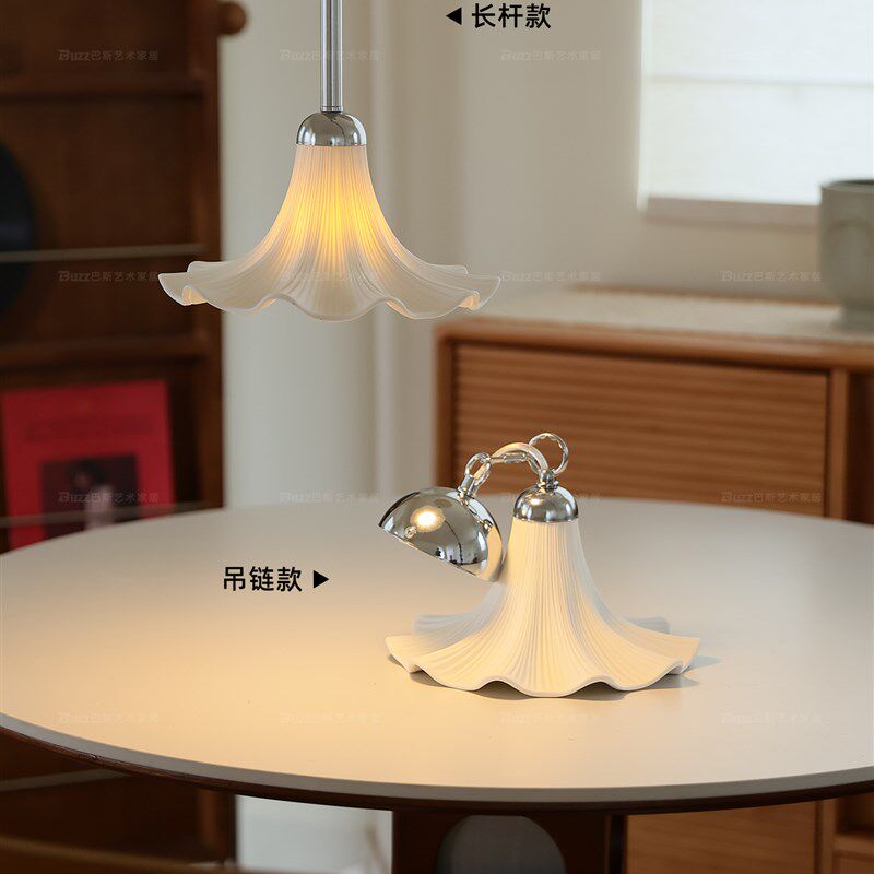 中古包豪斯过道吸顶灯陶瓷花朵玄关照明灯全光谱护眼阳台小吊灯具