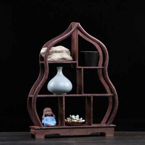 小博古架实木多宝架底座展示紫砂壶茶壶架子中式多宝阁鸡翅木摆件