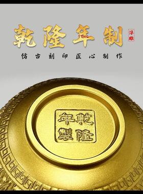 黄铜饭碗百福碗雕刻金色高档加厚实心文玩古玩工艺礼品摆饰浮雕装