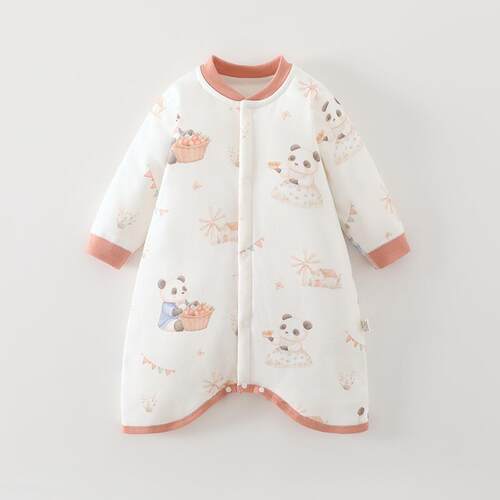 薄棉婴儿睡袋春秋A类新生儿连体衣婴幼儿宝宝夹棉衣服家居服睡袍