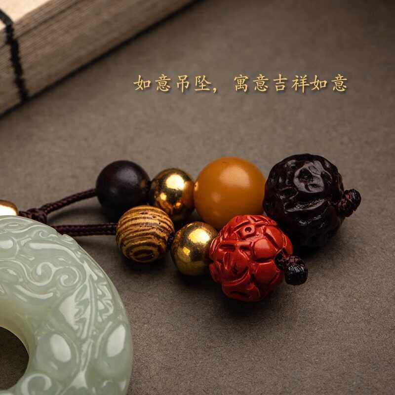 保真和田玉貔貅汽车钥匙扣挂件男招财平安扣女挂饰炼高档玉石吊坠