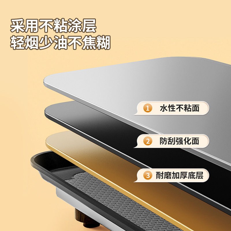 电烤盘家用无烟烧烤烤肉盘锅不粘多功能室内家庭煎烤锅烤串机烤架