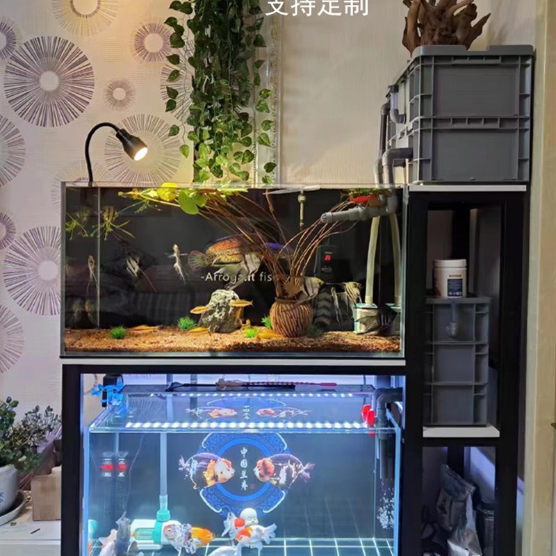 鱼缸架花架一体多层金属底座客厅鱼缸专用底架铁艺过滤架子花定做