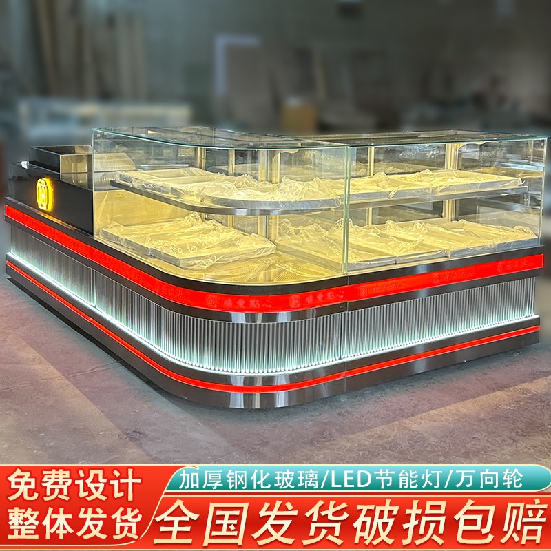 不锈钢糕点面包柜商用烘焙店西点蛋糕货架钢化玻璃展示柜货柜定制