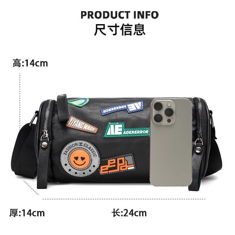 电动车摩托车挂包防水圆筒包个性贴纸装饰休闲运动收纳包黑色
