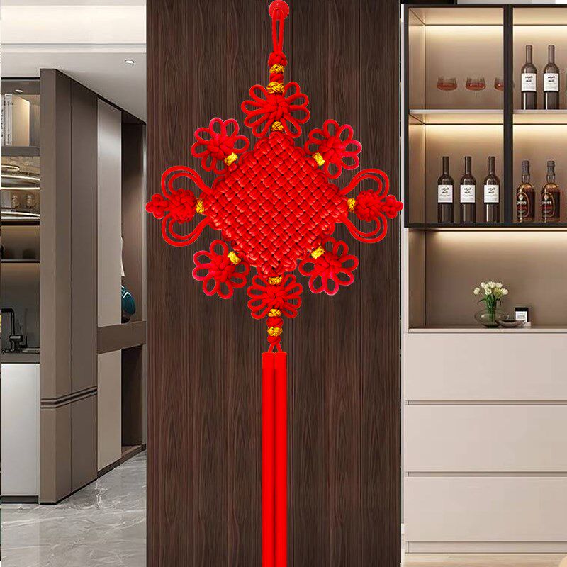 红色黄色蓝色三色中国结挂件客厅大号挂件电视背景墙乔迁新居装饰