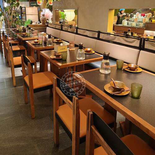 小江溪山野风火锅桌中餐桌电磁炉一体商用火烧石桌子餐厅桌椅组合