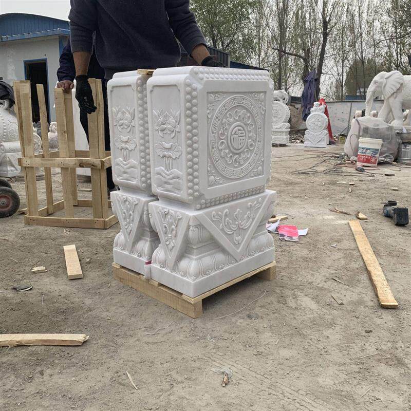 石雕门墩抱鼓石汉白玉一对家用石鼓墩自建房别墅庭院门口装饰摆件