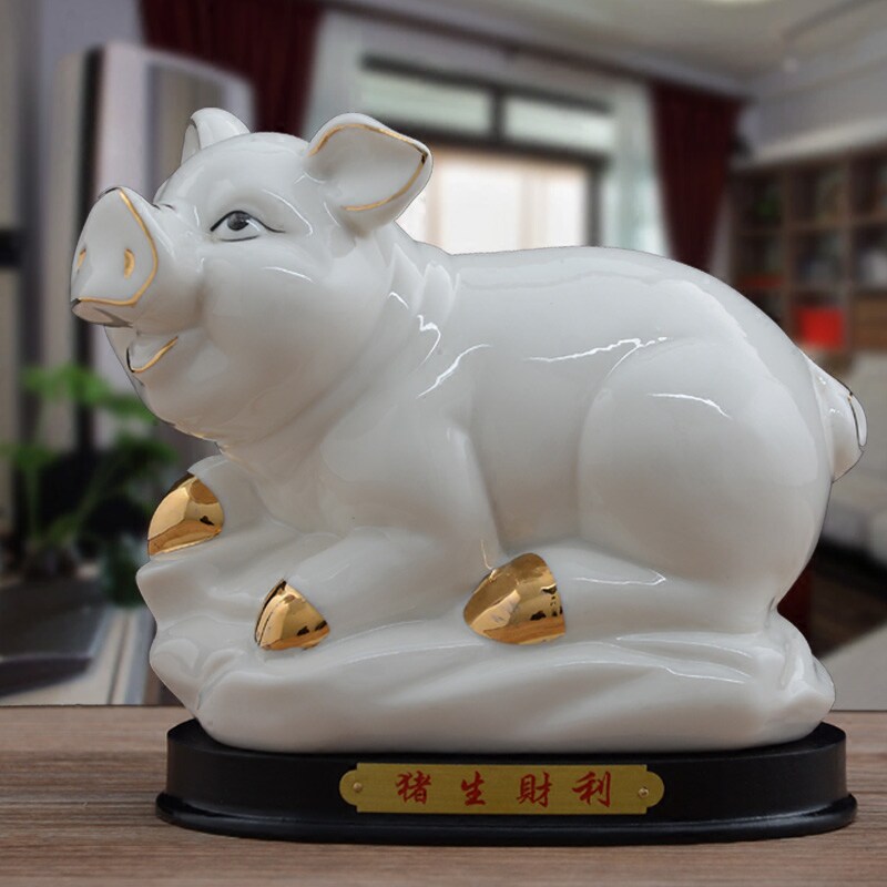 陶瓷12十二生肖猪摆件镇宅风水猪家装饰品小猪猪工艺品瓷器猪摆设