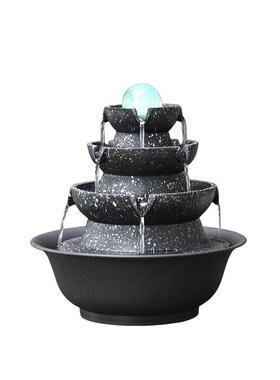 办公室八方来财流水循环水摆件茶室桌面招财凤水轮时来运转风水球