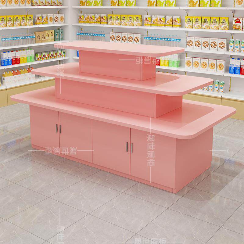 超市中岛台堆头货架展示柜产品陈列柜文具展示摆台促销样品置物台