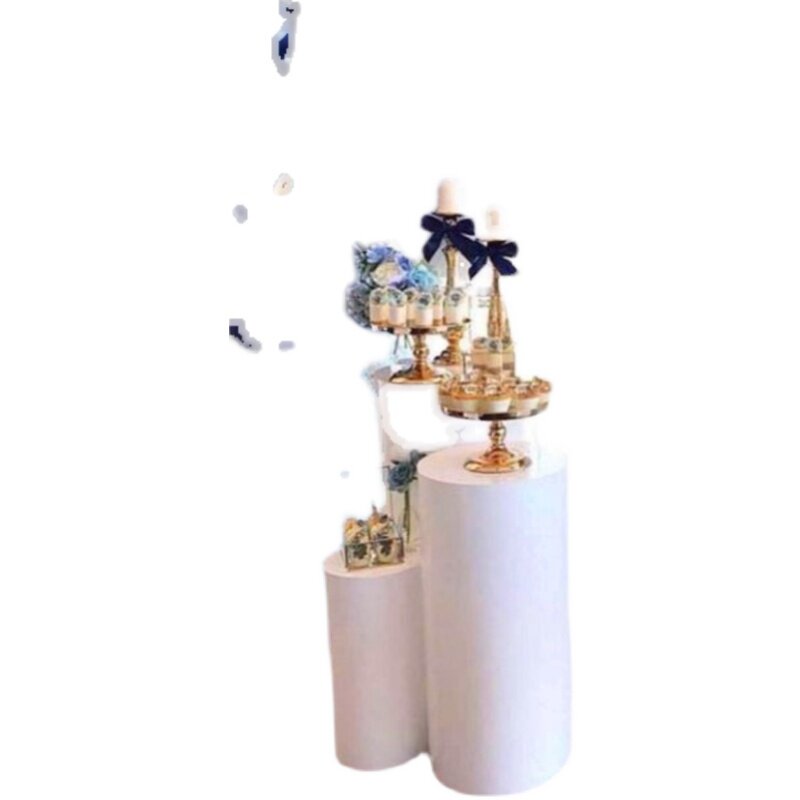 新款铁艺婚庆道具圆柱甜品桌圆筒甜品台签到生日派对展示摆件拱门