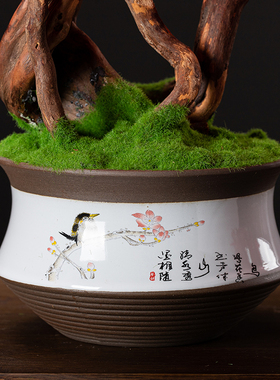 仿真植物迎客松盆景罗汉松假树新中式摆件客厅玄关绿植盆栽装饰品