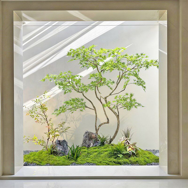 现代简约仿真绿植景观枫树室内装饰盆栽植物墙艺术摆件玄关造景