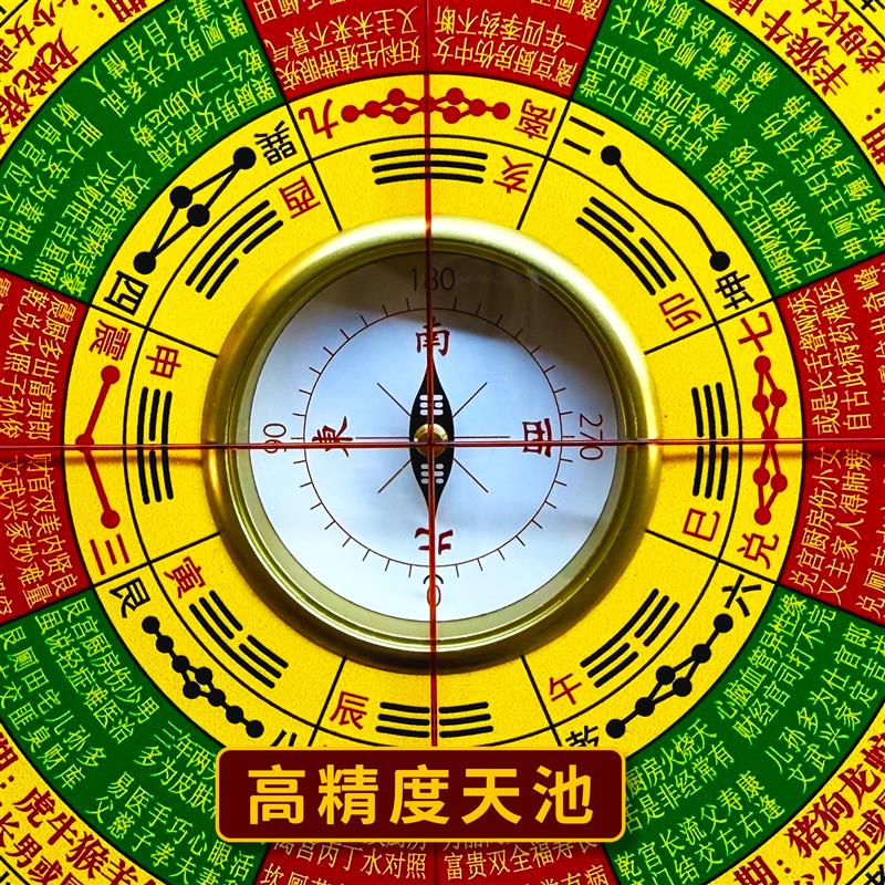 新款八寸金锁玉关综合高精准高精度强磁天池专业风水罗盘