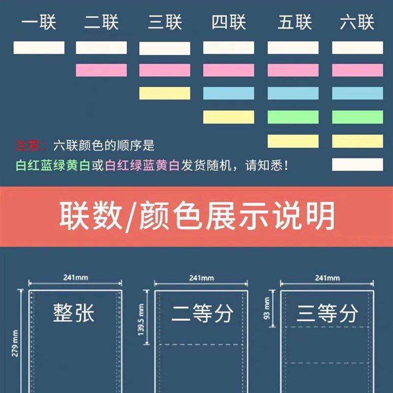 三联电脑打印纸二联三等分三联二等分四联五联针式打印机纸发货单