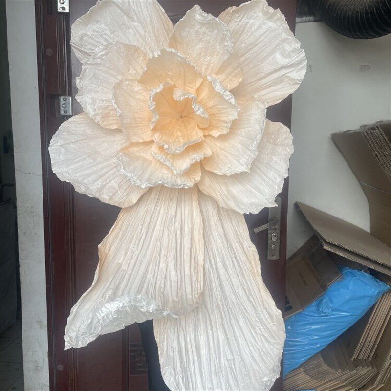 大型仿真手工纸艺白色美塑花婚礼道具背景墙装饰橱窗美陈巨型纸花