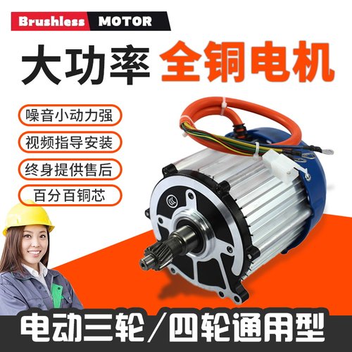 电动三轮车电机无刷永磁直流48v60V纯铜大功率高速通用1000W马达