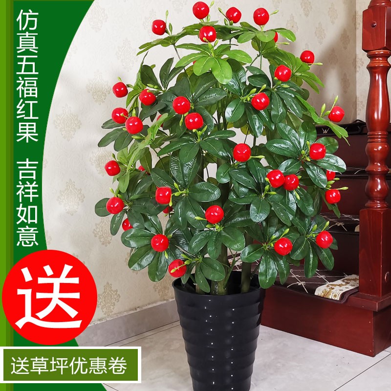 发财树假花盆栽假树仿真树客厅大型仿真果树室内落地装饰花发财果