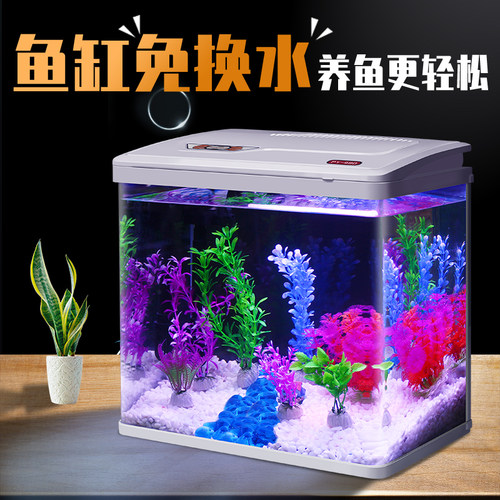 鱼缸水族箱懒人免换水自循环生态小型客厅办公桌面玻璃热弯金鱼缸
