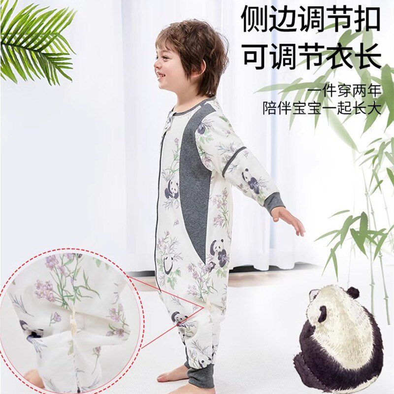 竹棉婴幼儿分腿睡袋四层六层纱布儿童竹纤维睡衣可拆袖前厚后薄夏