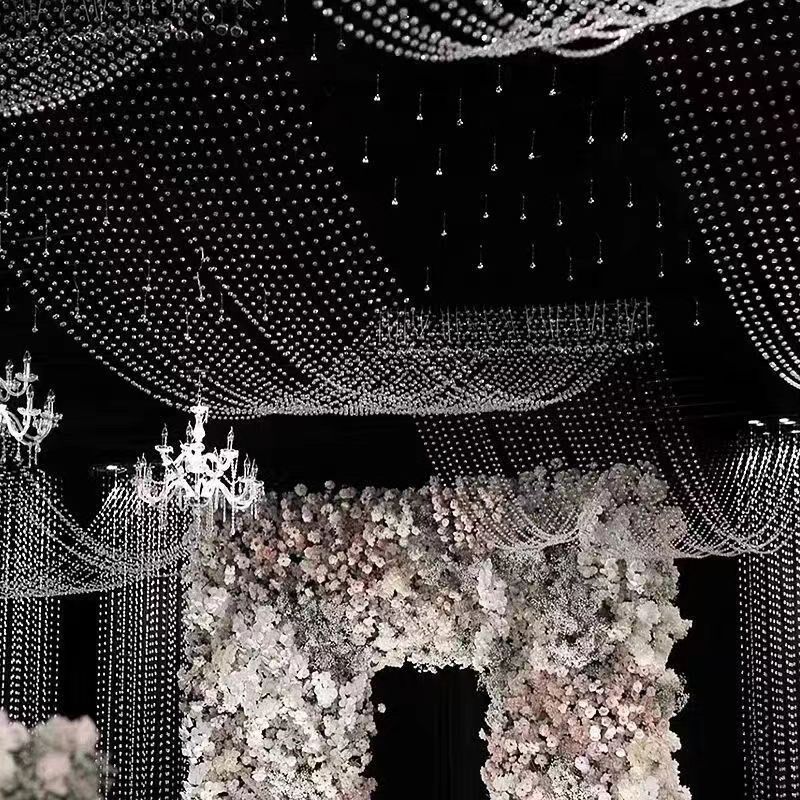 婚庆水晶波浪水晶珠帘串珠婚礼水晶串吊顶线帘装饰水波帘室内新款